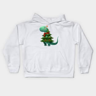 Cute Dino christmas tree Kids Hoodie